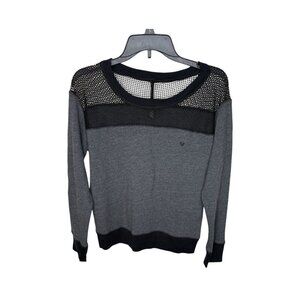 True Religion Womens Gray Mesh Panel Cotton Sweatshirt Size S